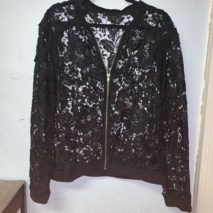 Black Lace Zip Up Jacket